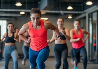 Groupe lors d'une séance de sport dynamique